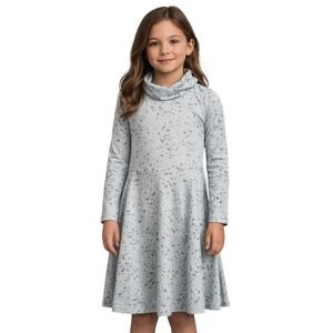 Sonoma Kids Girls Light Blue Heart Print Long Sleeve Skater Dress Size‎ 8